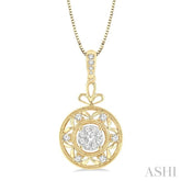 1/2 ctw Round Cut Diamond Lovebright Pendant in 14K Yellow and White Gold with Chain